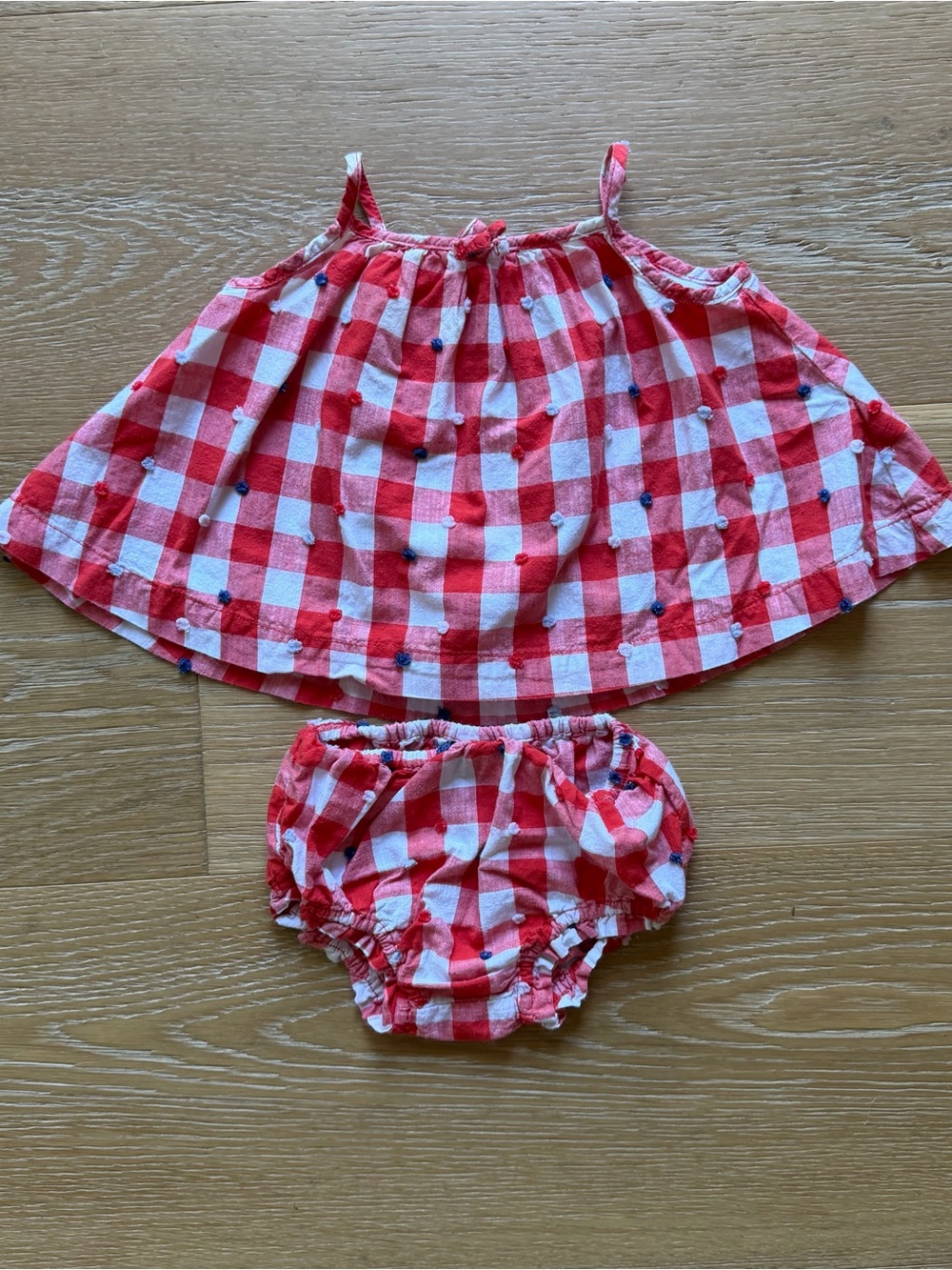 Baby Gal - Red Gingham Baby Dress & Bloomers Set